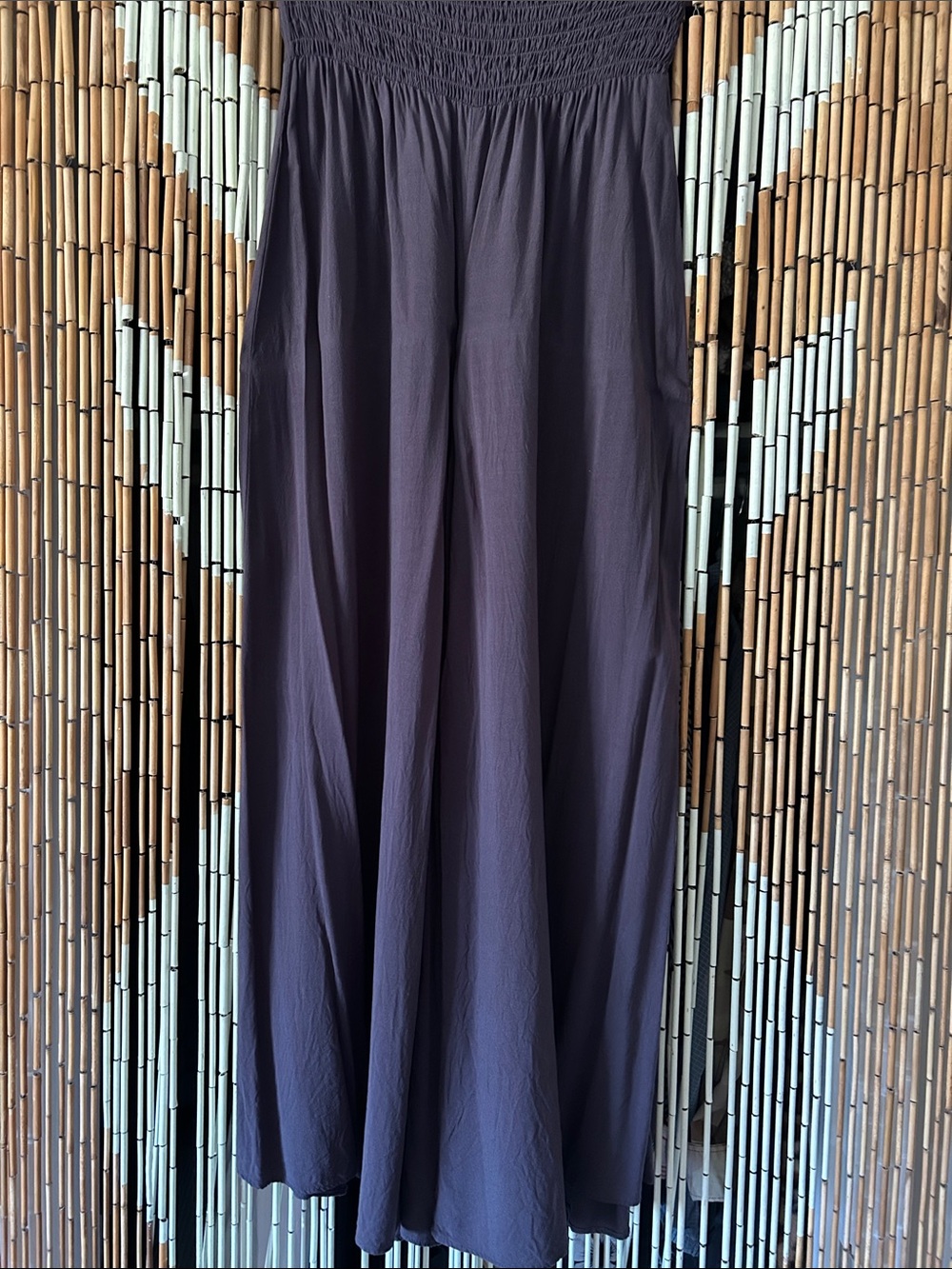 Women's Smocked Waist, Loose Fitting Pants — Grey Size Small